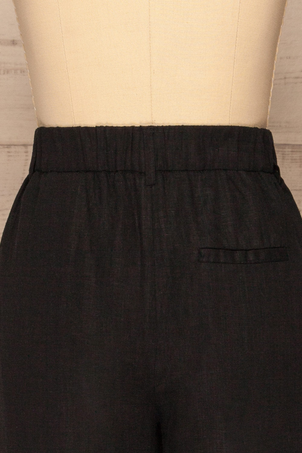 Corato Black High Waist Wide Leg Pants | La petite garçonne back close-up