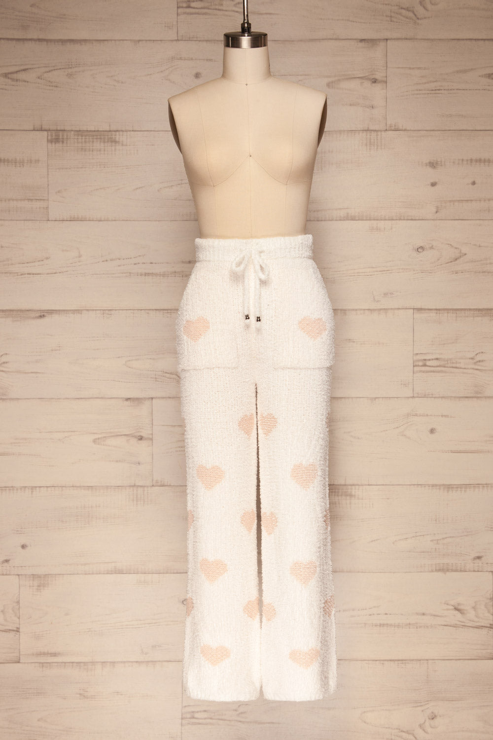 Craiova White Hearted Fuzzy Pants | La petite garçonne front view