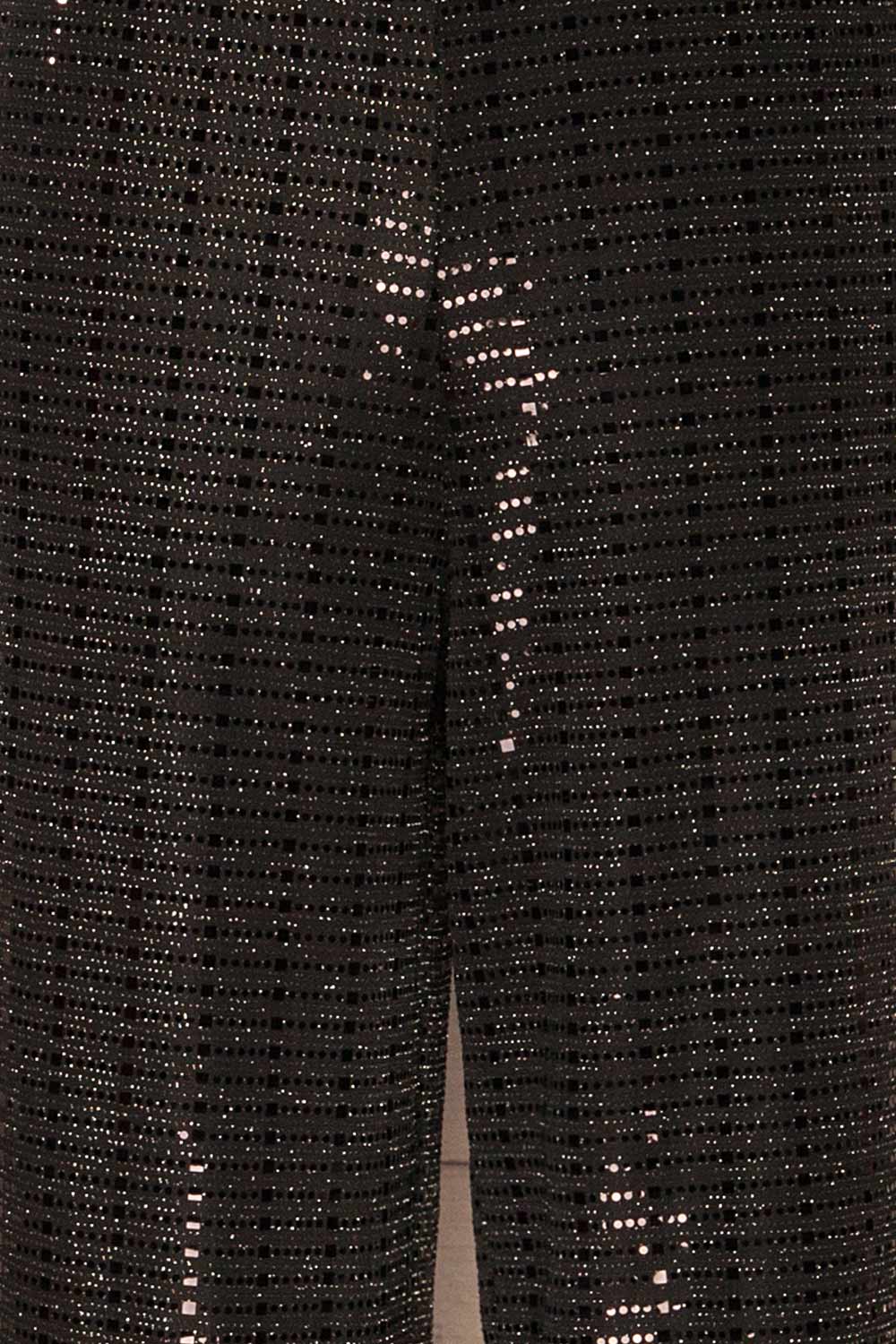 Criostail Black Long Sleeved Sequin Jumpsuit texture detail | La Petite Garçonne