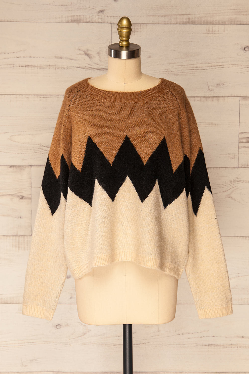 Cugir Navy Patterned Knit Sweater | La petite garçonne front view