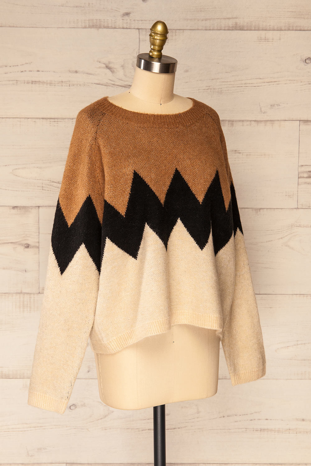 Cugir Navy Patterned Knit Sweater | La petite garçonne side view