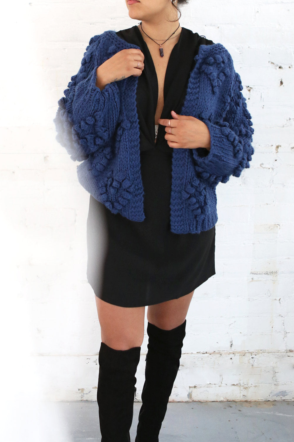 Cunski Oversized Dark Blue Knit Open Jacket | La Petite Garçonne 2