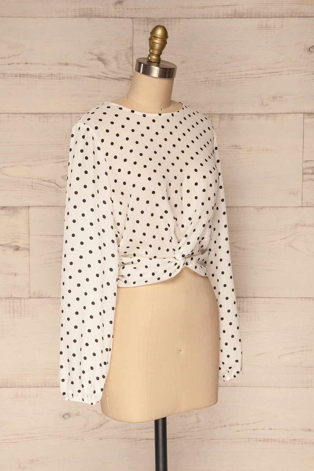 Czersk Blanc White Polkadot Long Sleeved Top | La Petite Garçonne side view