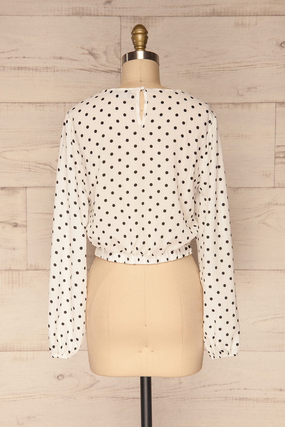 Czersk Blanc White Polkadot Long Sleeved Top | La Petite Garçonne back view