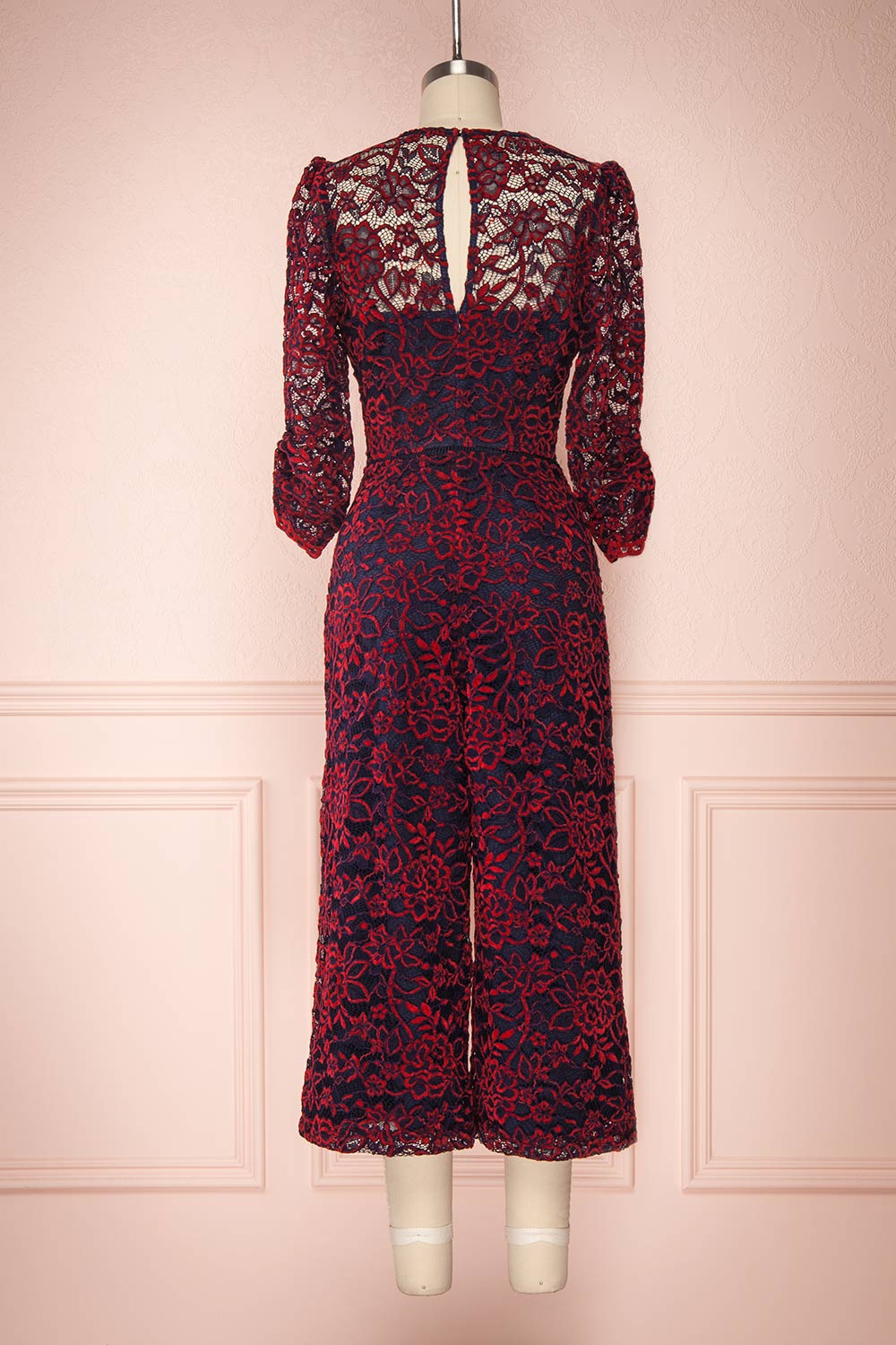 Daaimanti Red & Navy Blue Lace Jumpsuit | Boutique 1861 back view