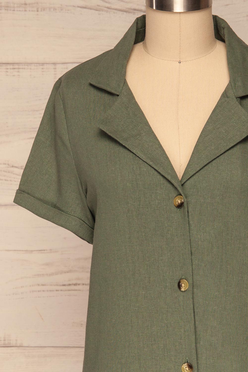 Damsgaard Moss Khaki Short Sleeved Shirt | La Petite Garçonne 2