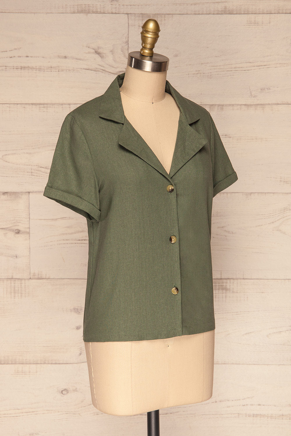Damsgaard Moss Khaki Short Sleeved Shirt | La Petite Garçonne 3