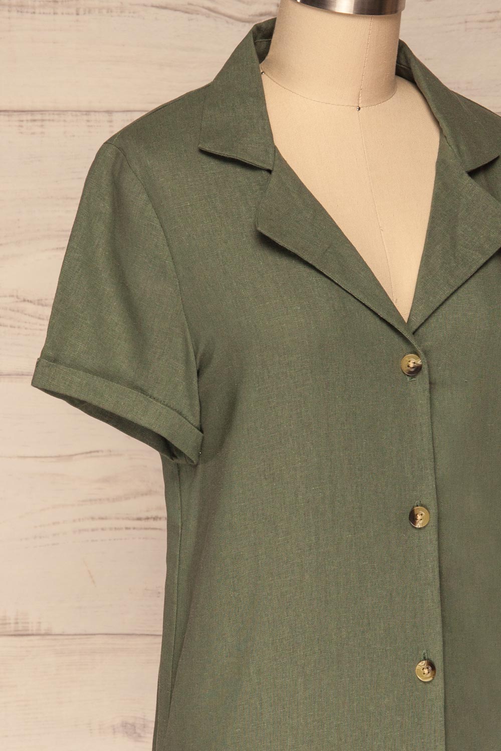 Damsgaard Moss Khaki Short Sleeved Shirt | La Petite Garçonne 4