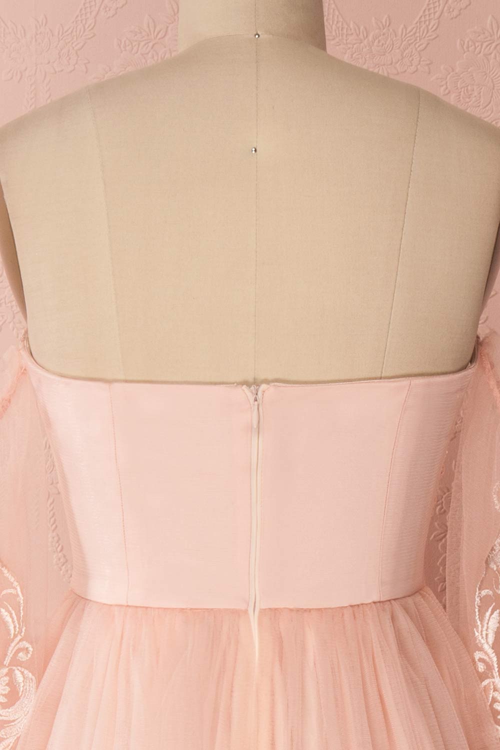 Damya Blush Embroidered Net Tulle Bustier Dress | Boutique 1861