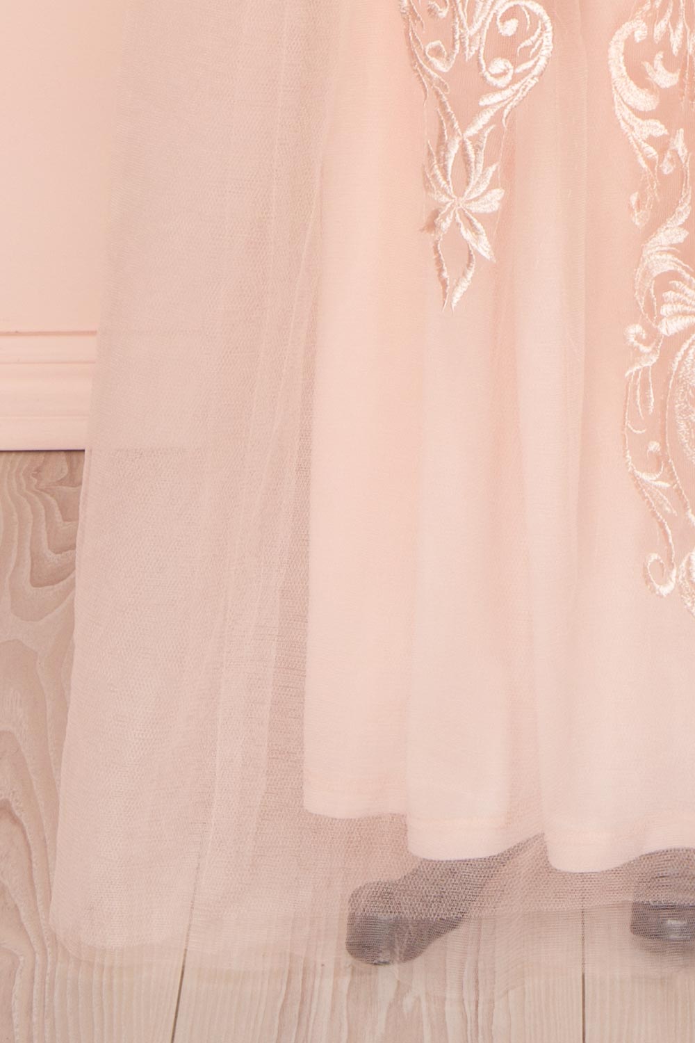 Damya Blush Embroidered Net Tulle Bustier Dress | Boutique 1861