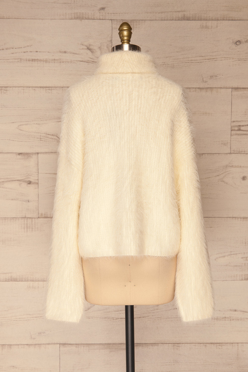 Dassel Ivory Fuzzy Turtleneck Top | La petite garçonne back view