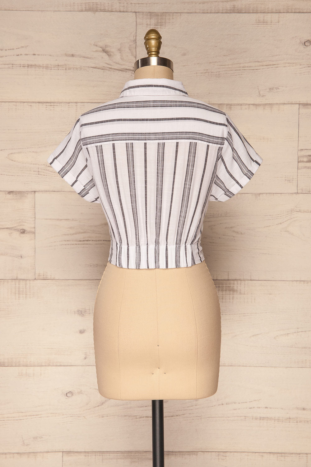 Davanger White & Grey Striped Button-Up Crop Top | La Petite Garçonne