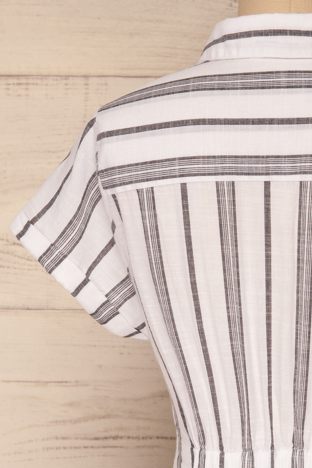Davanger White & Grey Striped Button-Up Crop Top | La Petite Garçonne