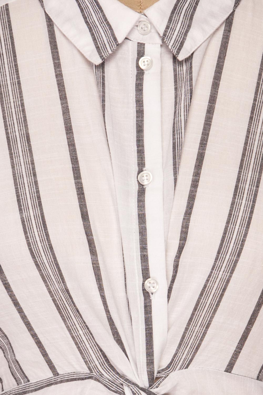 Davanger White & Grey Striped Button-Up Crop Top | La Petite Garçonne