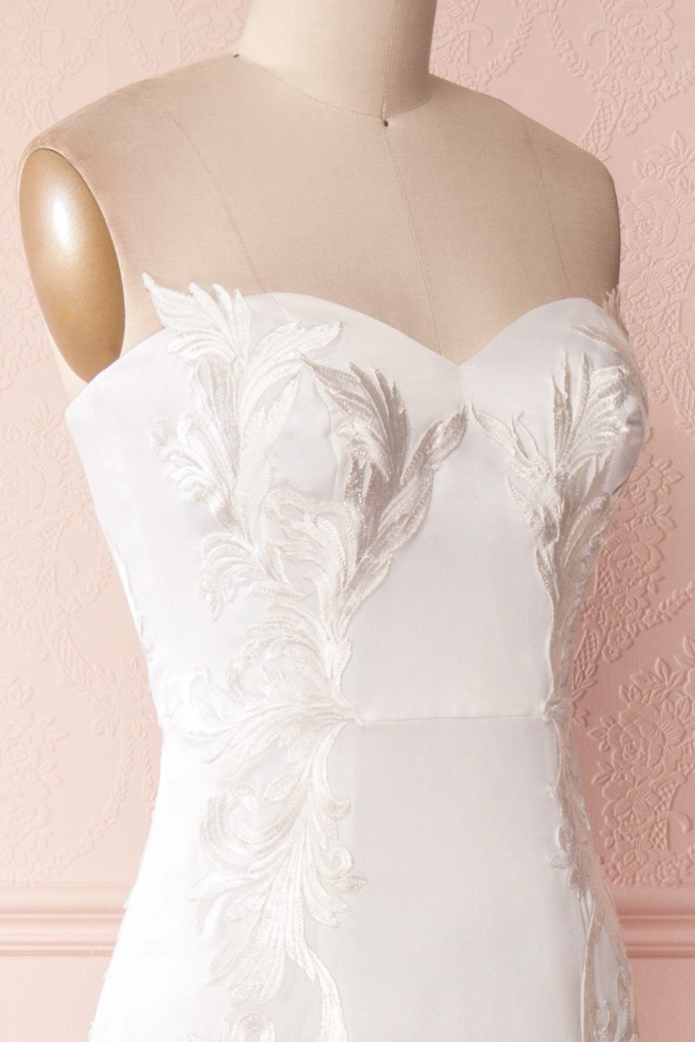 Dayana White Embroidered Bustier Mermaid Dress | Boutique 1861