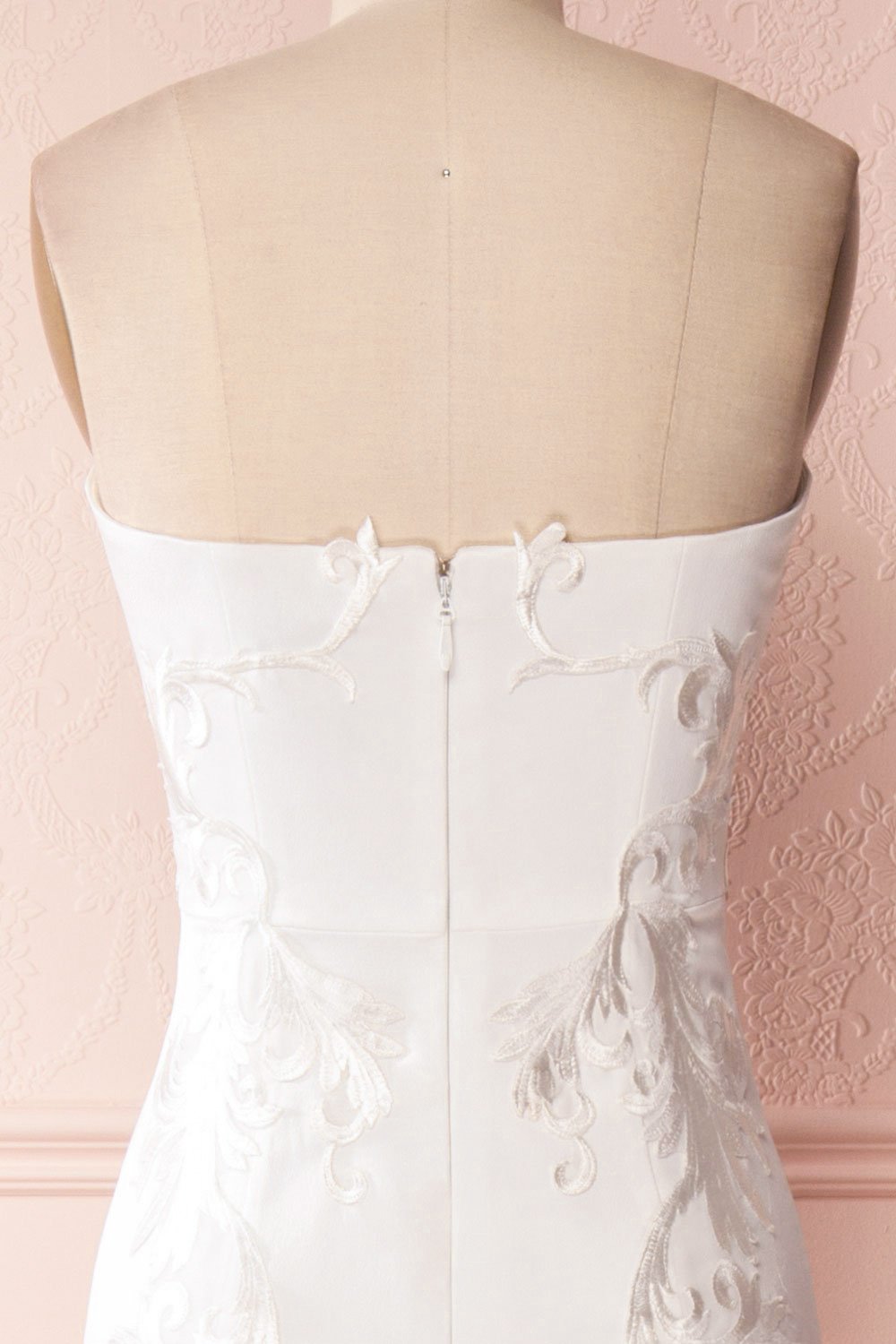 Dayana White Embroidered Bustier Mermaid Dress | Boutique 1861