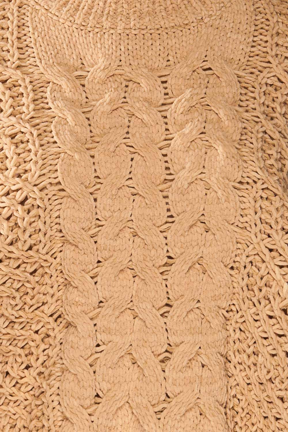 Debar Camel Cropped Knit Sweater | La petite garçonne fabric