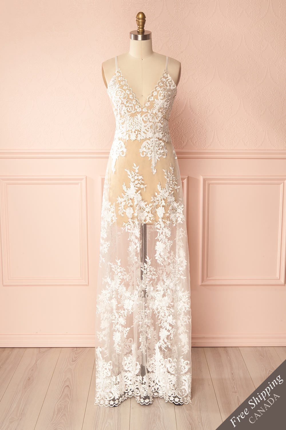 Decla Day White Embroidered Mesh Maxi Dress | Boudoir 1861