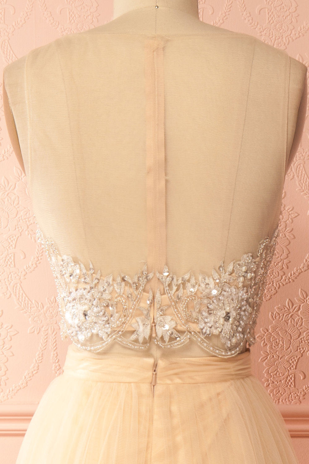 Deepali Champagne Tulle Skirt and Sequined Top Set | Boudoir 1861