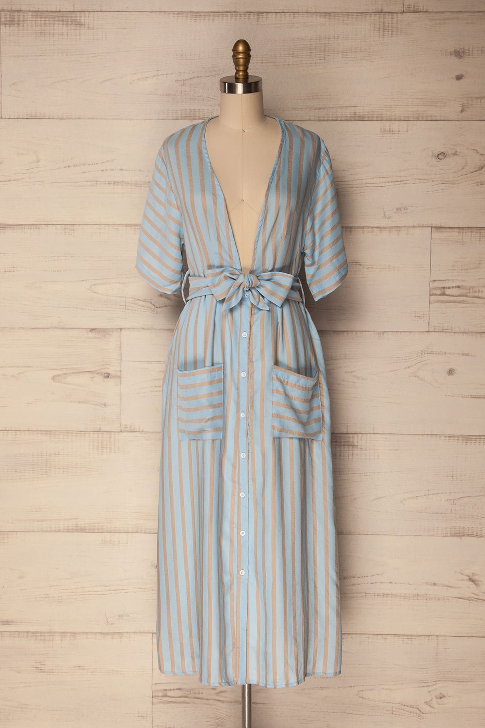 Deinze Bleuet Light blue & Beige Button-Up Dress | La Petite Garçonne