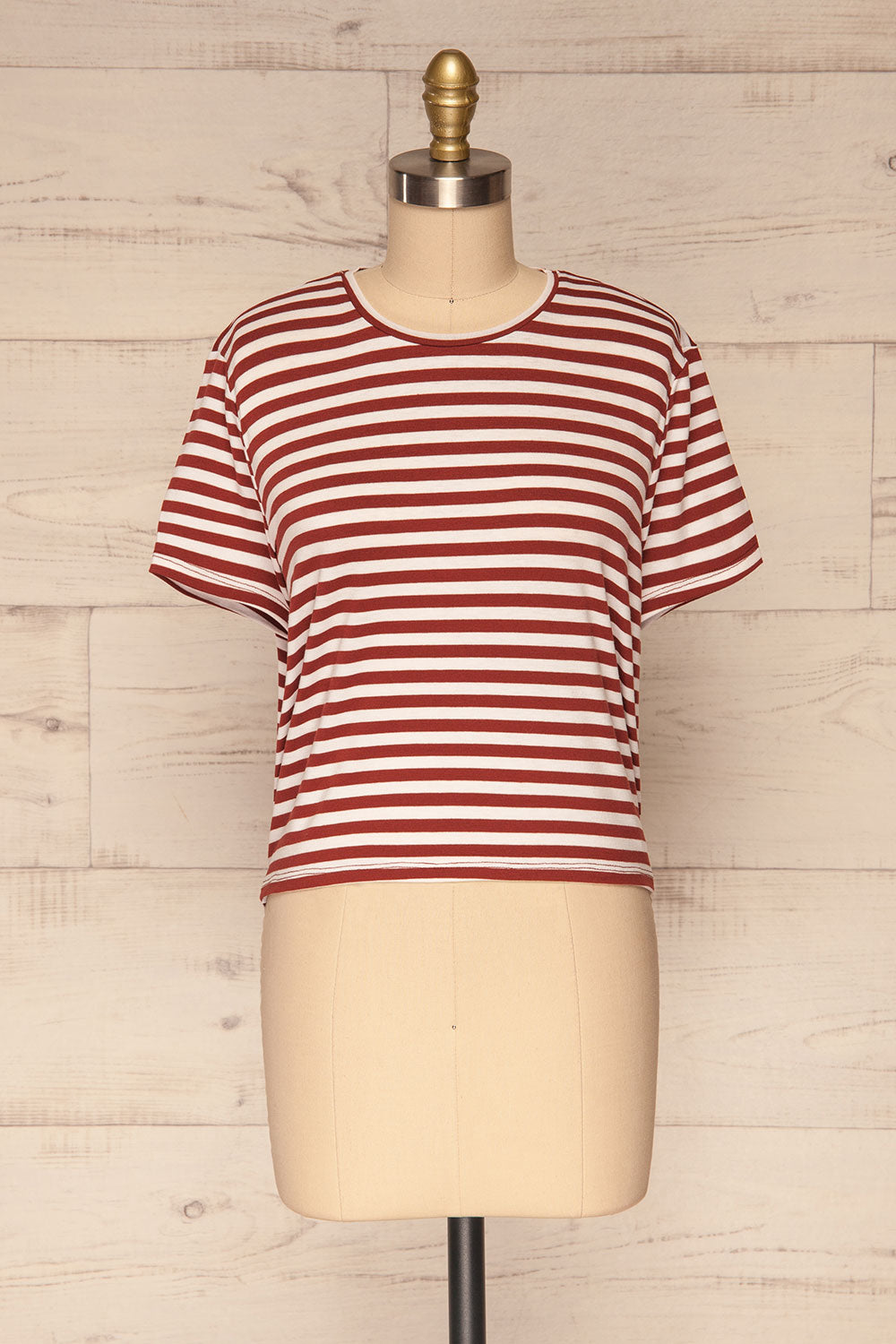 Delp Cognac Stripes Soft Cropped T-Shirt | La Petite Garçonne 1