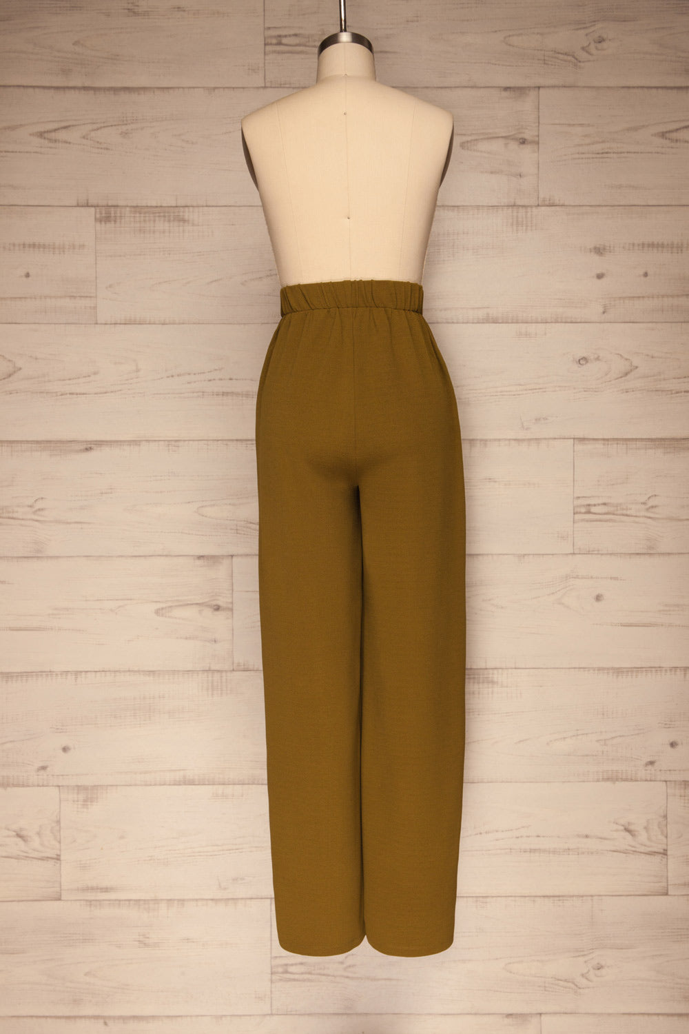 Devesa Khaki Wide Leg Pants w/ Pockets | La petite garçonne back view