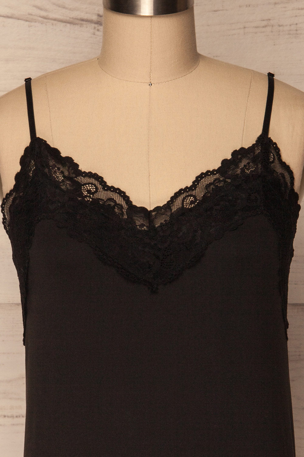 Dhomokos Black Tank Top with Lace V-Neck | La Petite Garçonne 2