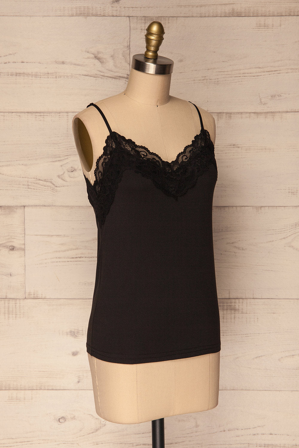 Dhomokos Black Tank Top with Lace V-Neck | La Petite Garçonne 3