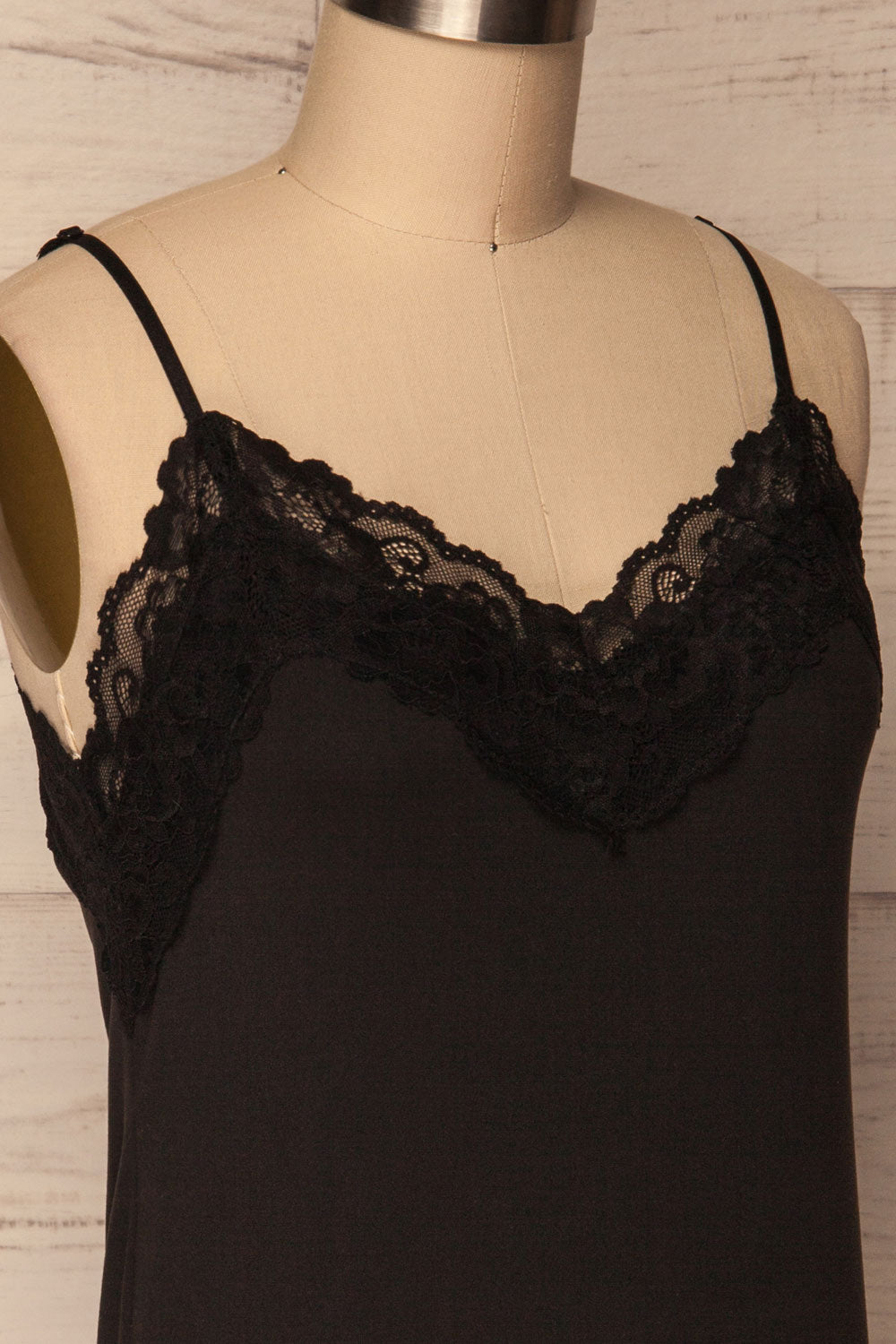 Dhomokos Black Tank Top with Lace V-Neck | La Petite Garçonne 4