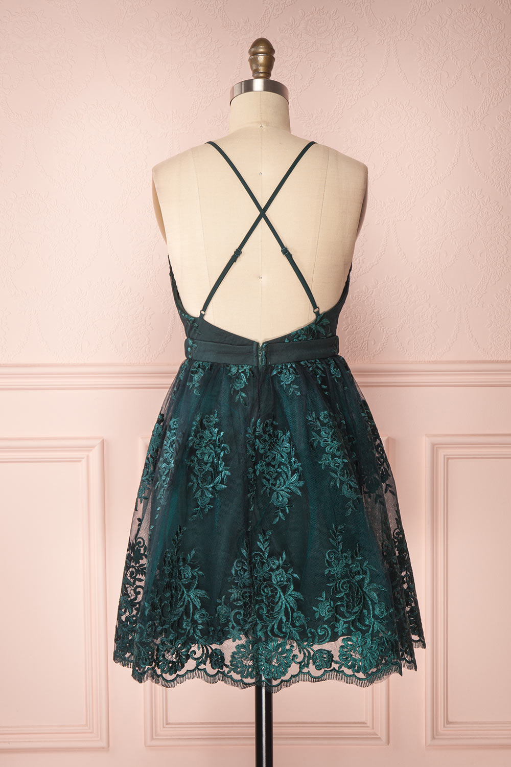 Dinora Green | Short A-Line Floral Dress