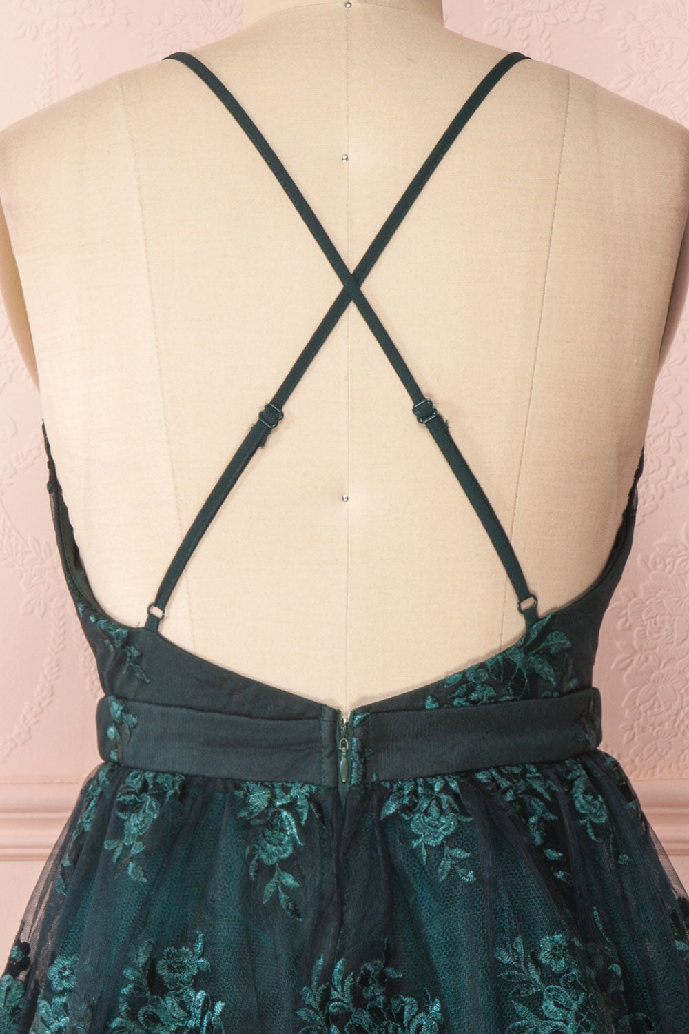 Dinora Green | Short A-Line Floral Dress