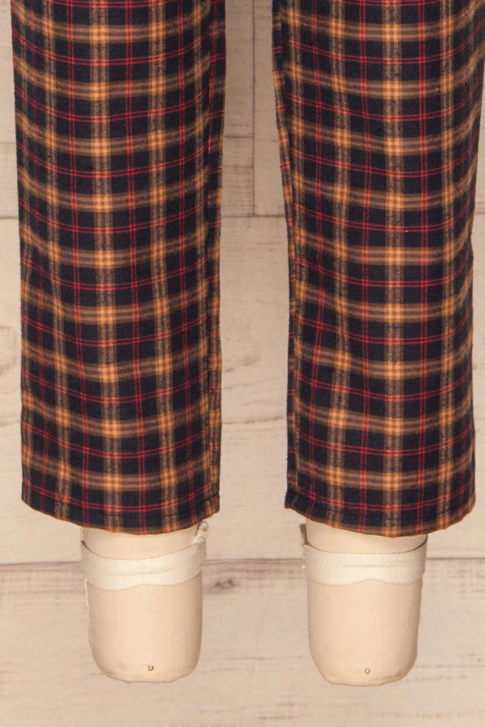 Dobrodzien Navy Blue, Beige & Red Plaid Pants | La Petite Garçonne bottom close-up