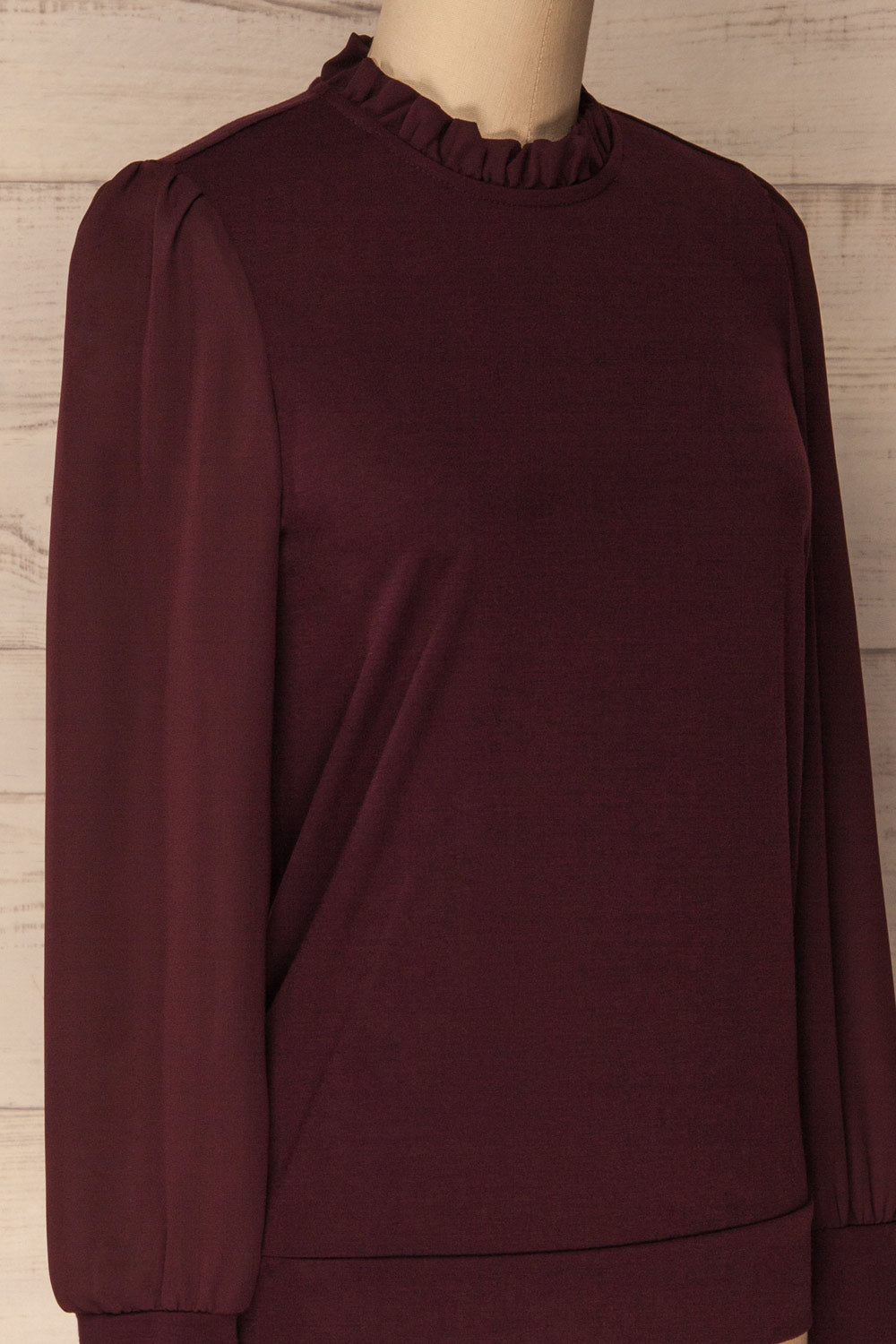 Dolmoy Burgundy Puff Sleeved Blouse with Ruffles | La Petite Garçonne 5