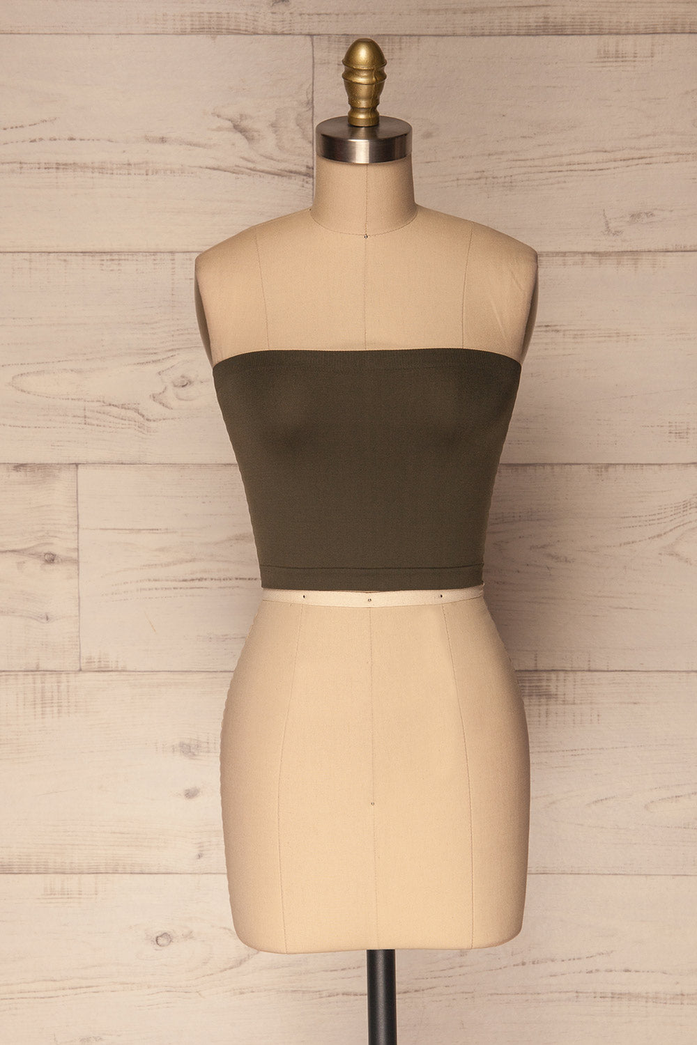 Dolna Olive Green Stretchable Bandeau Top | La Petite Garçonne 1