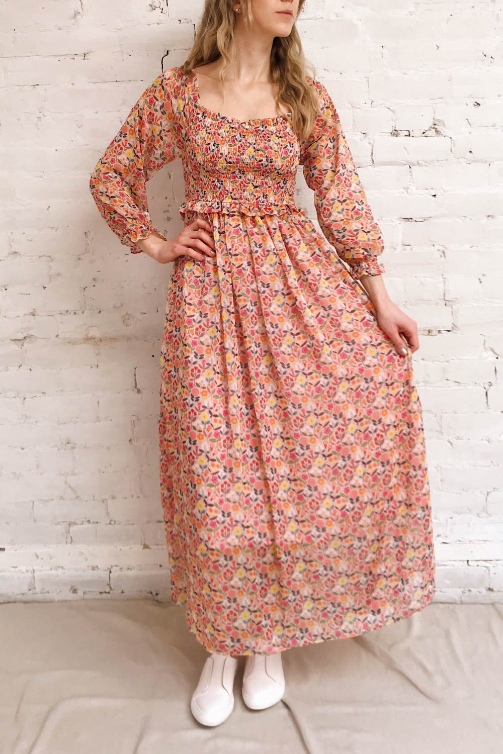 Dorothie Colourful Long-Sleeved Maxi Dress | Boutique 1861 on model