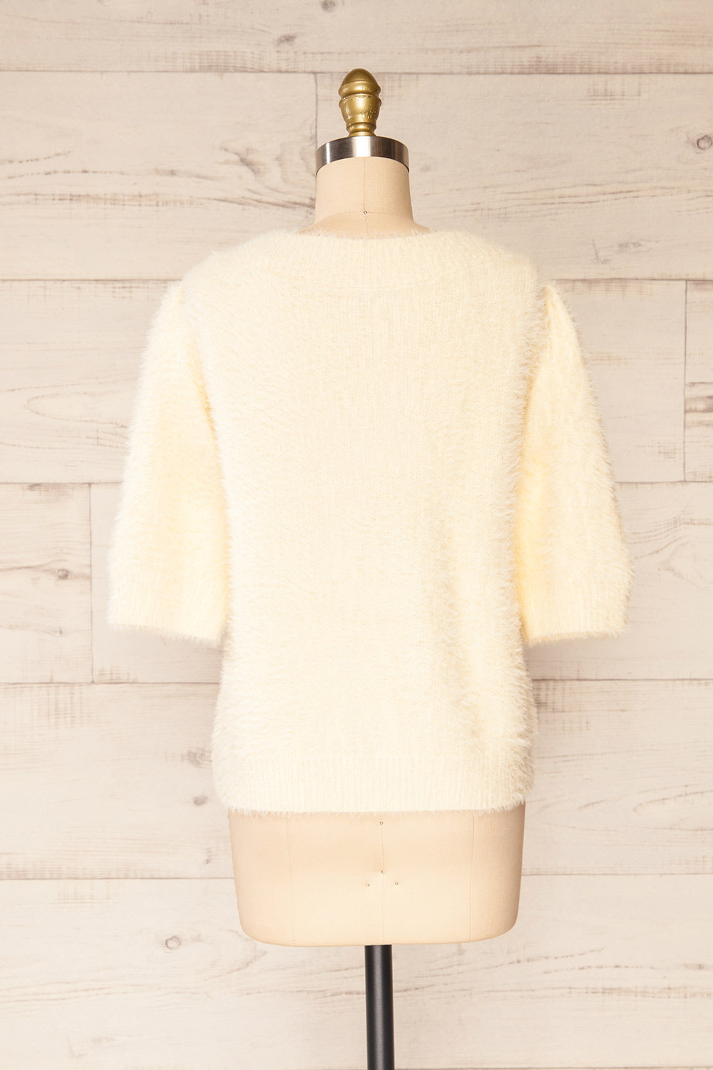 Douai Cream Buttoned Fuzzy Cardigan | La petite garçonne back view
