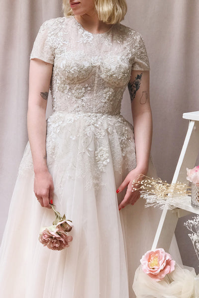 Amina Embroidered A-Line Bridal Dress | Boudoir 1861 model