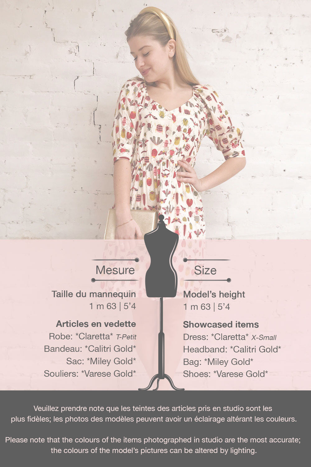 Claretta Cream Insects Printed Short Dress | Boutique 1861 template