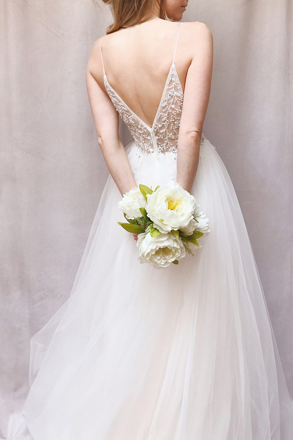 Eligia White Tulle A-Line Bridal Dress with Slit | Boudoir 1861 model dos