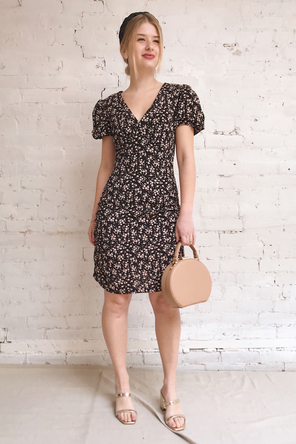 Malinda Floral Short Dress w/ Balloon Sleeves | Boutique 1861 model look