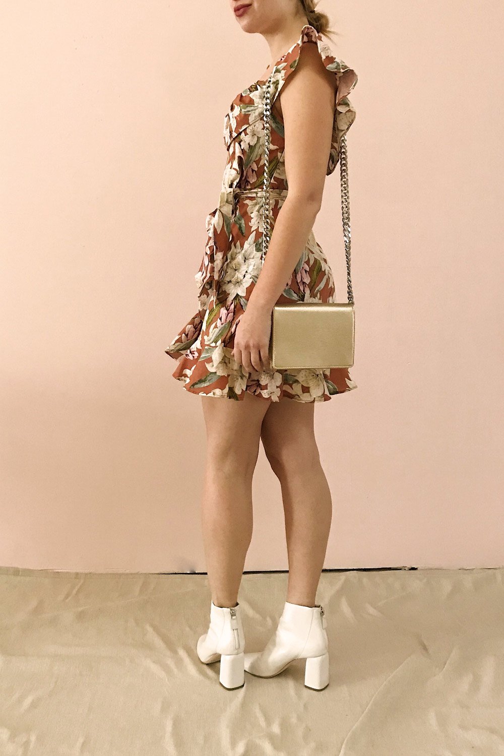 Marietta Floral Off-Shoulder Short Dress | Boutique 1861 model profile