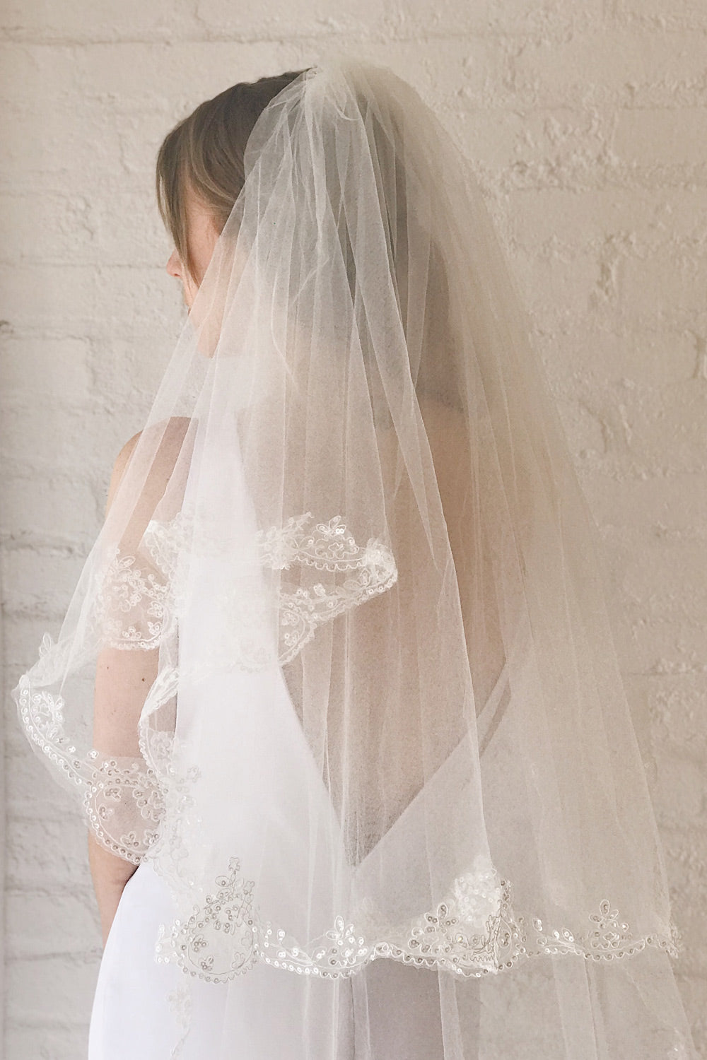 Galéopsis White Embroidered Wedding Veil | Boudoir 1861 model