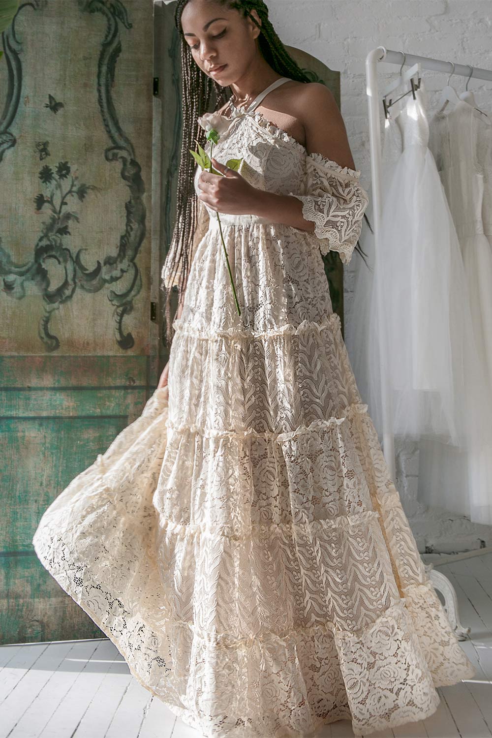 Shinshiro | Robe en Dentelle Crème