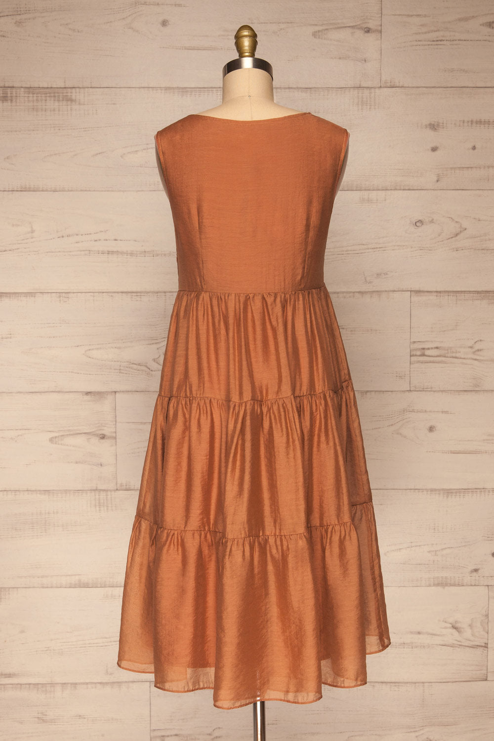 Duleek Orange A-Line Midi Dress | La petite garçonne back view
