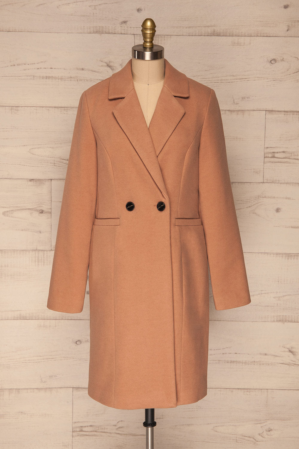 Dunkerque Blush Pink Double Breasted Coat | La Petite Garçonne front view