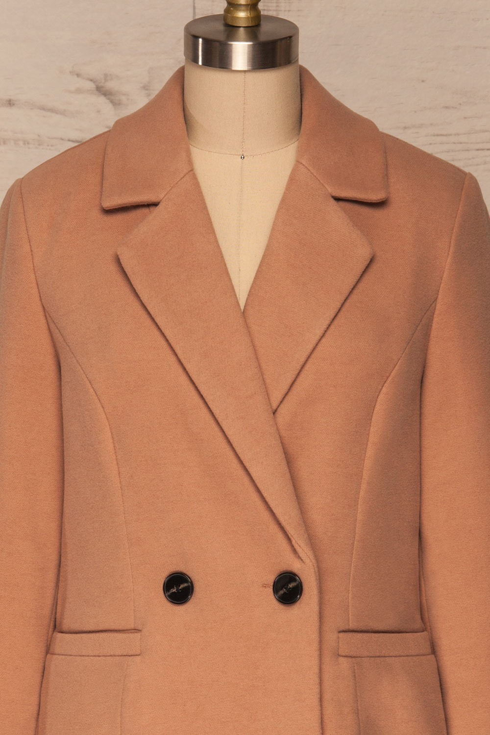 Dunkerque Blush Pink Double Breasted Coat | La Petite Garçonne front close-up