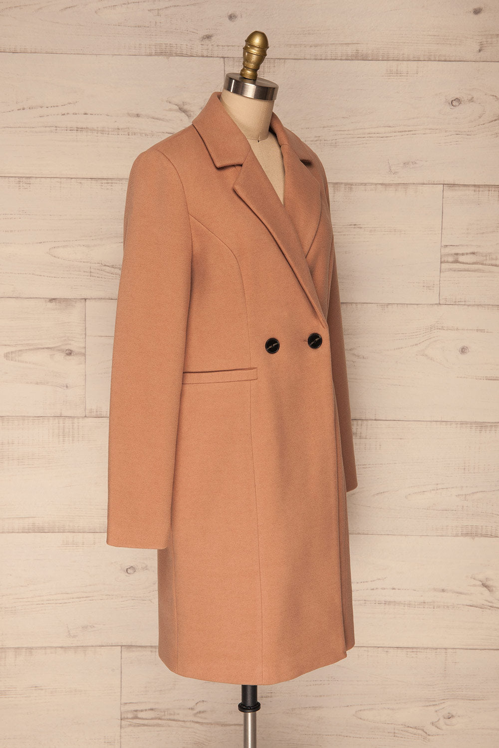 Dunkerque Blush Pink Double Breasted Coat | La Petite Garçonne side view