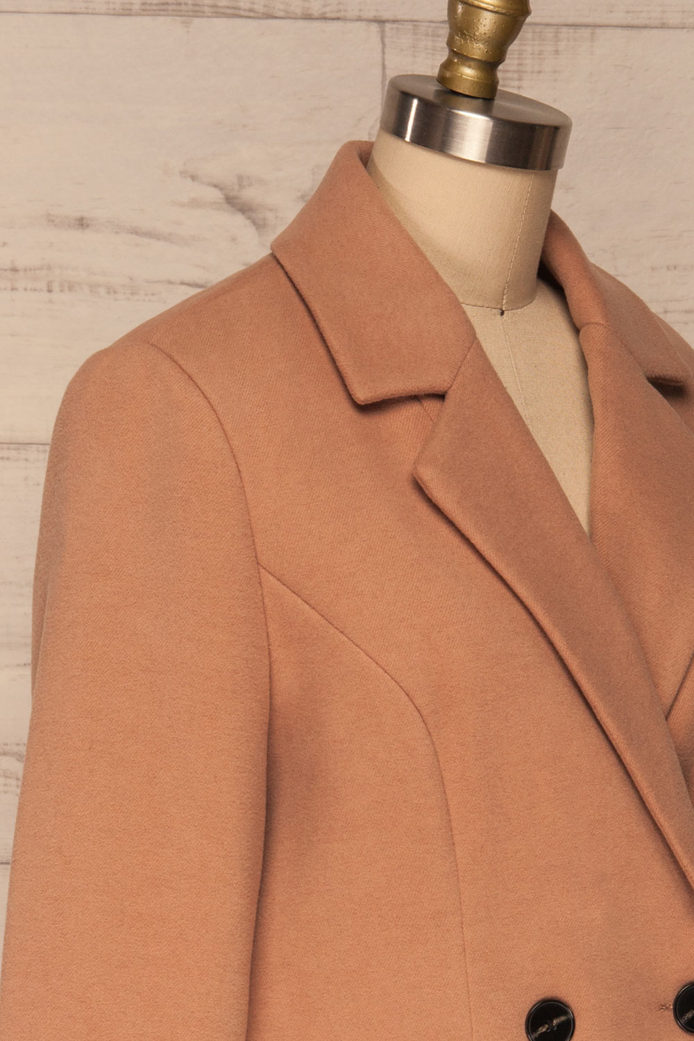 Dunkerque Blush Pink Double Breasted Coat | La Petite Garçonne side close-up