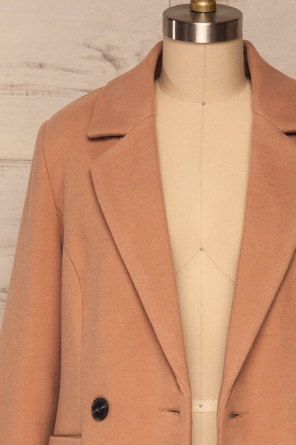 Dunkerque Blush Pink Double Breasted Coat | La Petite Garçonne open close-up