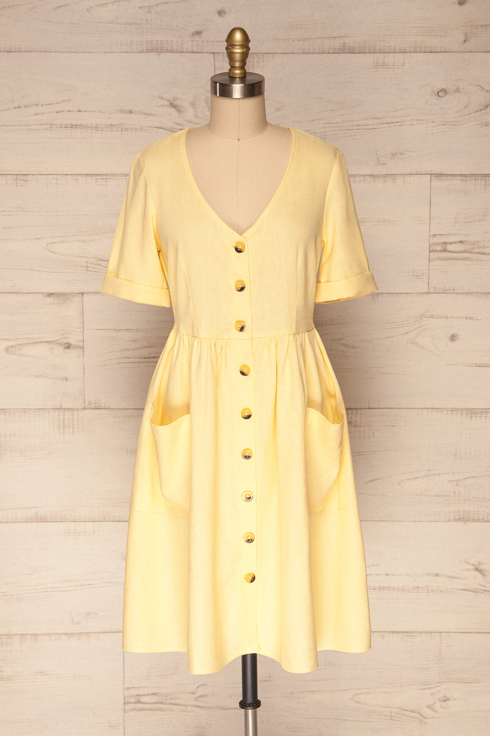Ebbesvik Field Yellow Button-Up A-Line Dress | La Petite Garçonne